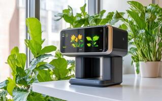 System for collecting air pollution data in a modern indoor environment with plants photo