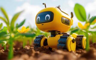 Advanced technology in action as a cheerful robot aids in plant regeneration photo