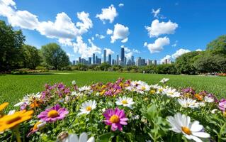 Restoration of urban green spaces using innovative techniques in a vibrant city environment photo