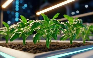 Innovative farming utilizing AI-powered soil analysis for enhanced crop growth in urban settings photo