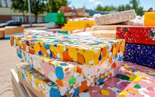 Innovative technology transforms plastic waste into vibrant new materials for sustainable development photo