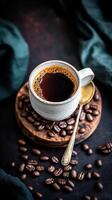 Enjoying fresh coffee brewed from locally sourced beans in a cozy setting photo