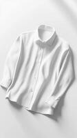 Elegant white dress shirt on a light background for fashion and apparel display photo