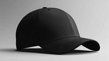 Minimalist black baseball cap on a neutral background with subtle texture details photo