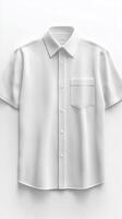 Minimalist white short sleeve shirt on white background photo