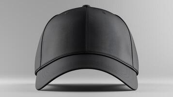 Black sports cap with curved visor and seamless design for modern fashion photo