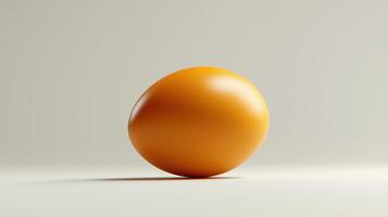 Single yellow egg on smooth surface with soft shadows photo
