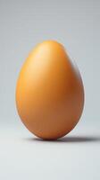 Single orange egg on smooth light background in minimalist style photo