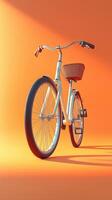 Stylish white bicycle with basket against an orange background for trendy urban transport photo