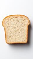 Freshly sliced white bread loaf on a clean backdrop showcasing soft texture and golden crust photo