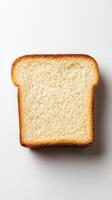 Close-up of a single slice of toasted bread on a white background photo