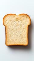 Freshly cut slice of white bread on a white background photo