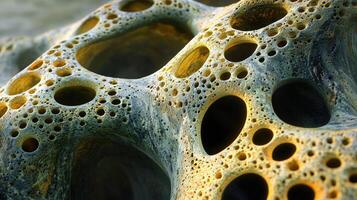 Textured surface of porous rock with multiple cavities and natural patterns photo