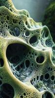 Intricate macro structure with organic patterns and holes in a natural environment photo