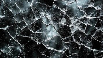 Abstract shattered glass texture with sharp edges and intricate patterns photo