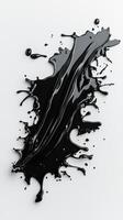 Elegant black paint splash on white background with artistic flow and texture photo