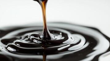 Close-up of molasses pouring and creating ripples on a smooth surface photo