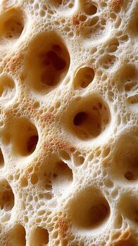 Close-up of natural sponge texture with holes and irregular patterns photo