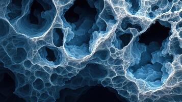 Abstract blue network with organic shapes and hollow structures photo