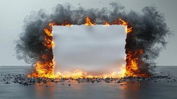 Flaming smoke frame with blank space for custom text or graphics photo