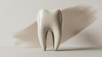 White tooth sculpture on textured background for dental health concept photo