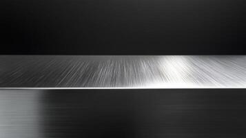 Sleek metallic surface with brushed texture in minimalist setting for modern design concepts photo