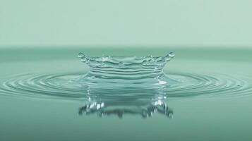 Water droplet splash on calm surface for clean nature concepts photo