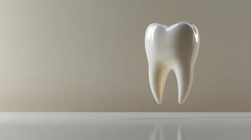 Floating tooth on minimalistic background concept for dental health and hygiene photo
