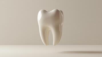 Floating tooth illustration on neutral background for dental health concept photo