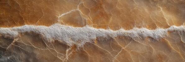 Aerial view of salt lake crust surface with crack patterns and organic textures photo
