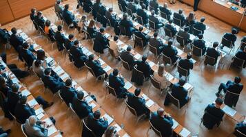 Conference Attendees Seated in Rows Listening to a Presentation Event photo