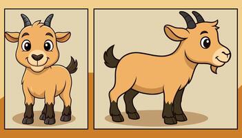 Goat front and side view cartoon illustration vector