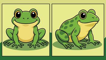 Frog front and side view cartoon illustration vector