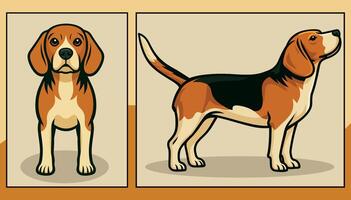 Dog front and side view cartoon illustration vector