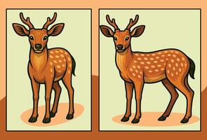 Deer front and side view cartoon illustration vector