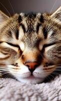 Siberian cat sleeping on the window. Close-up. photo