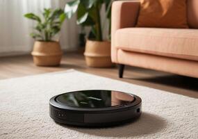 robotic vacuum cleaner in smart home photo