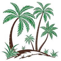 Palm trees on the island vector