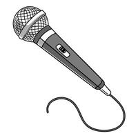 A microphone with a cord and a cordless microphone vector