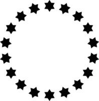 Art Illustration of Circular Black Stars on White Background - Ideal for Designs and Graphics vector