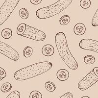 Seamless pattern with cucumber. Hand drawn illustration vector