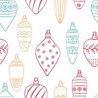 Seamless pattern with Christmas baubles Hand drawn vector