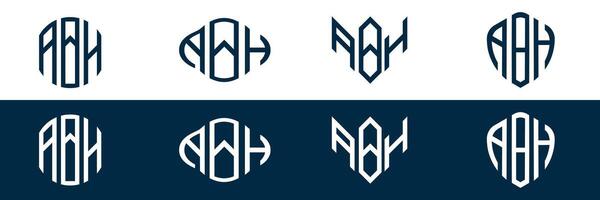 ABH letter logo design in FOUR different style vector