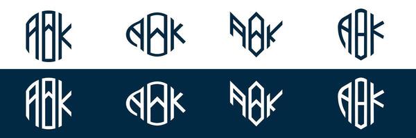 ABK letter logo design in FOUR different style vector