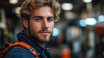 A man with a beard and blue eyes photo