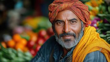 A man with a turban and a beard photo