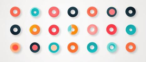 A set of colorful circles on a white background photo