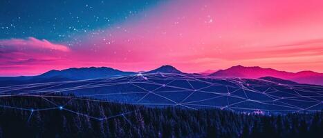 A network of lines connecting mountains and trees photo