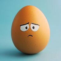 An egg with a sad face on it photo