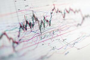 Stock market chart with lines and graphs photo